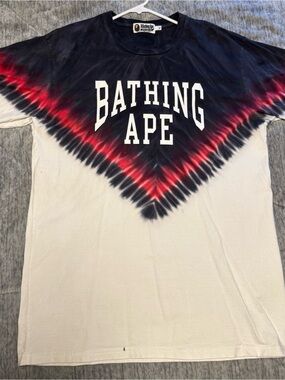 A Bathing Ape Tie-Dye T-Shirt in Black/Red/White
